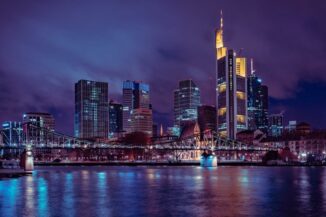 nächtliche Skyline von Frankfurt am Main