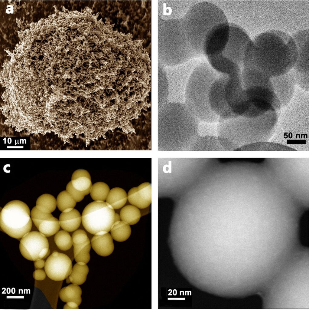 mikroskopische Aufnahmen von Kohlenstoffkügelchen