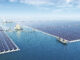 schwimmende Solarfarm auf einem Stausee in China