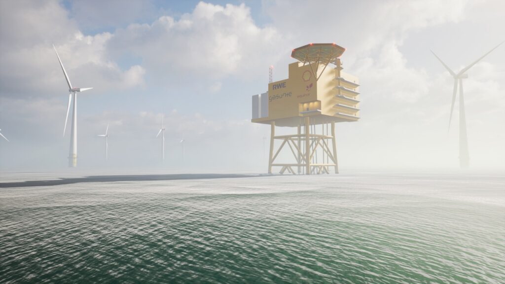 Windpark mit Wasserstoff-Anlage auf hoher See
