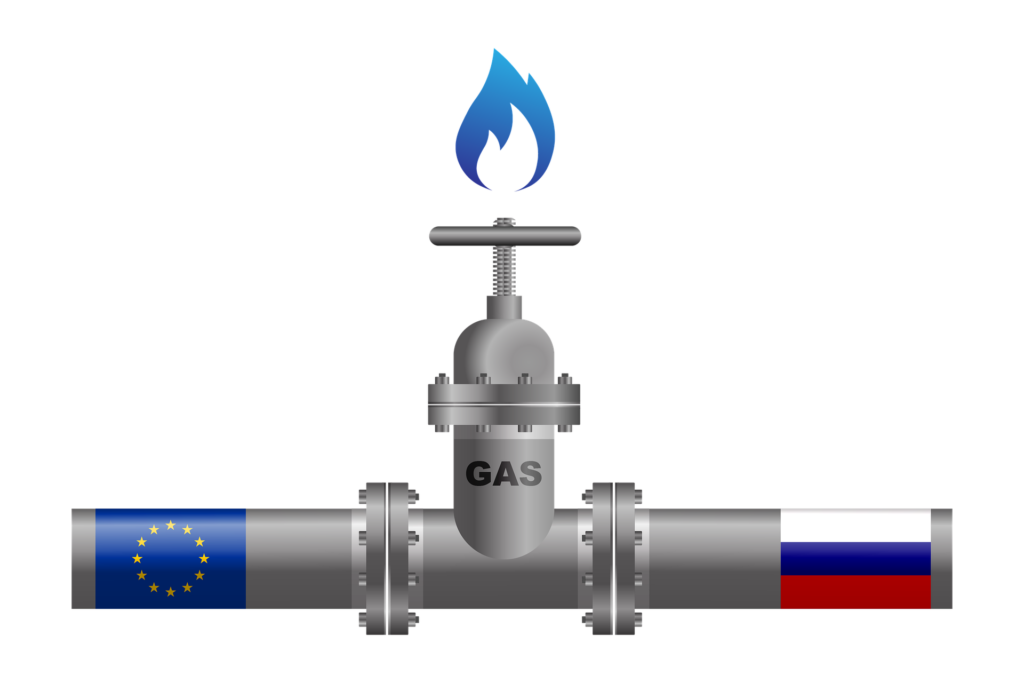 Die Bildmontage zeigt sie Abhängigkeit Europas von russischem Gas