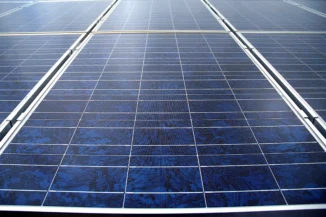 Nahaufnahme von Modulen für Solarstrom